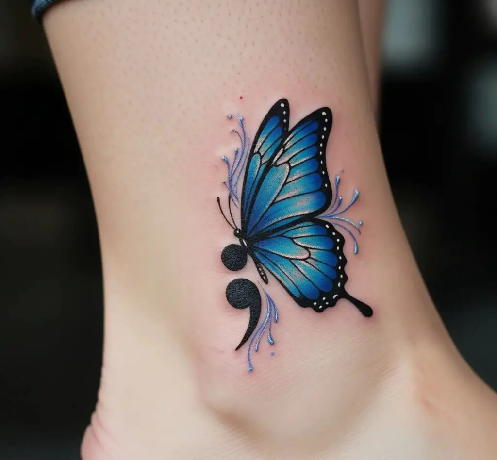 Blue Butterfly with Semicolon