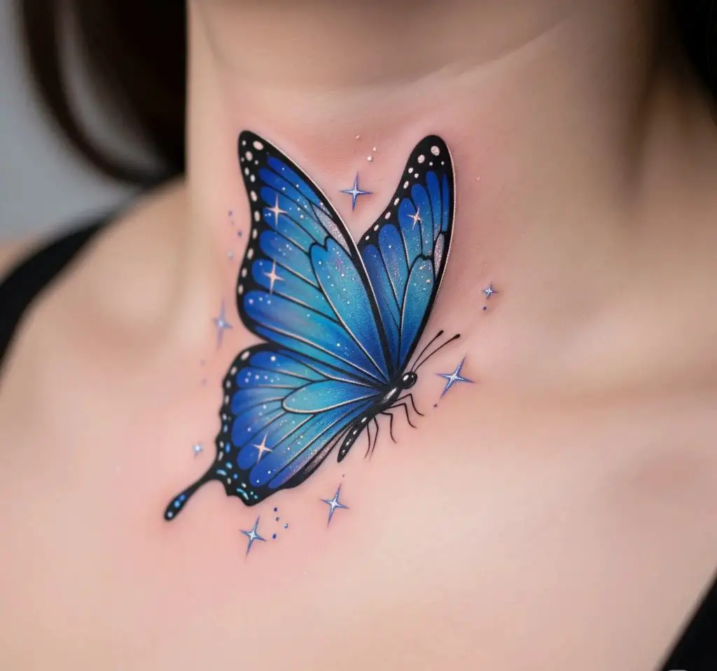 Blue Butterfly with Stars or Sparkles