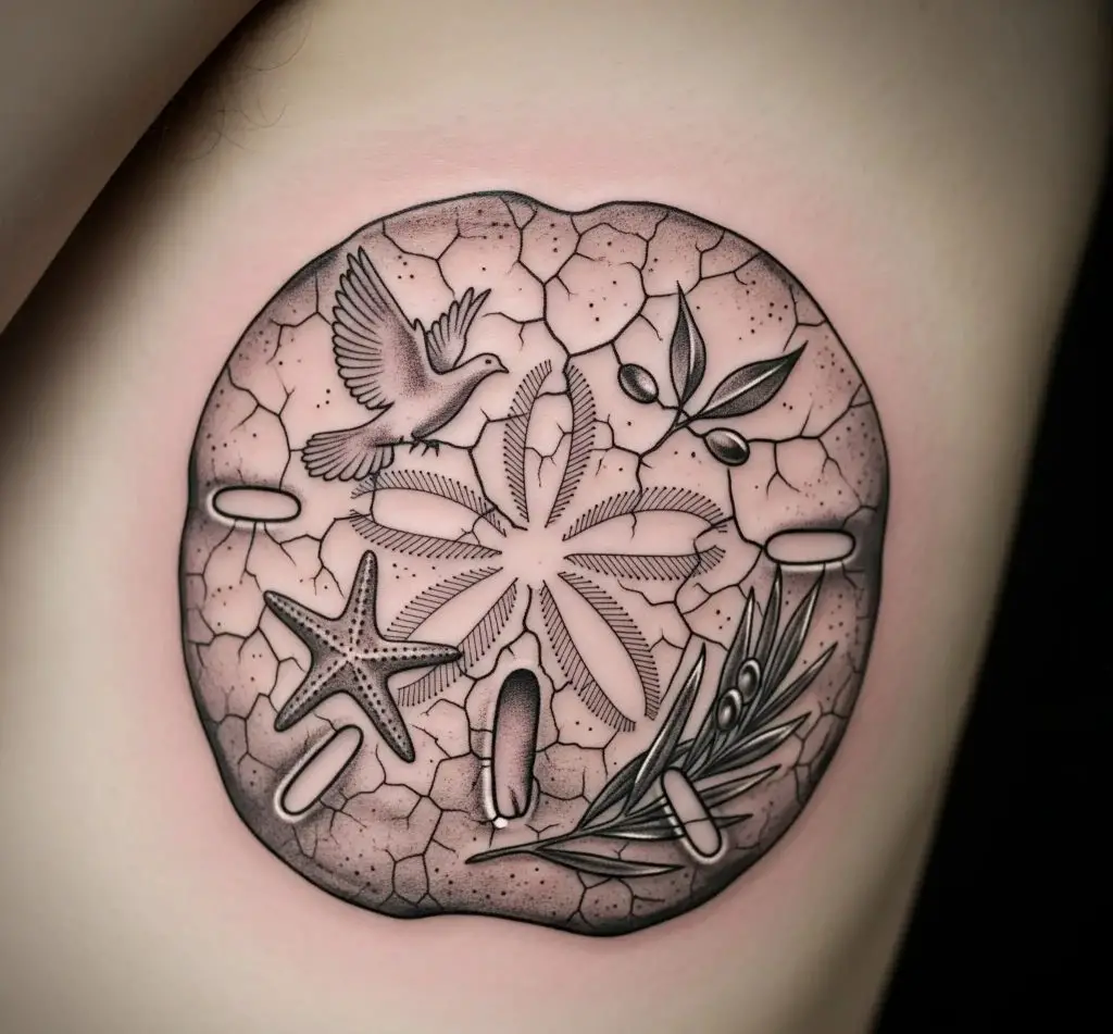 Broken Sand Dollar with Hidden Symbols