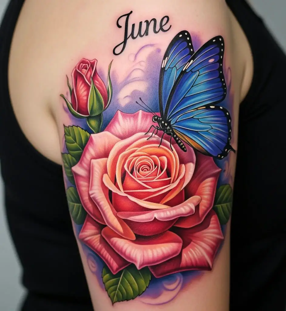 Colorful Rose with Butterfly