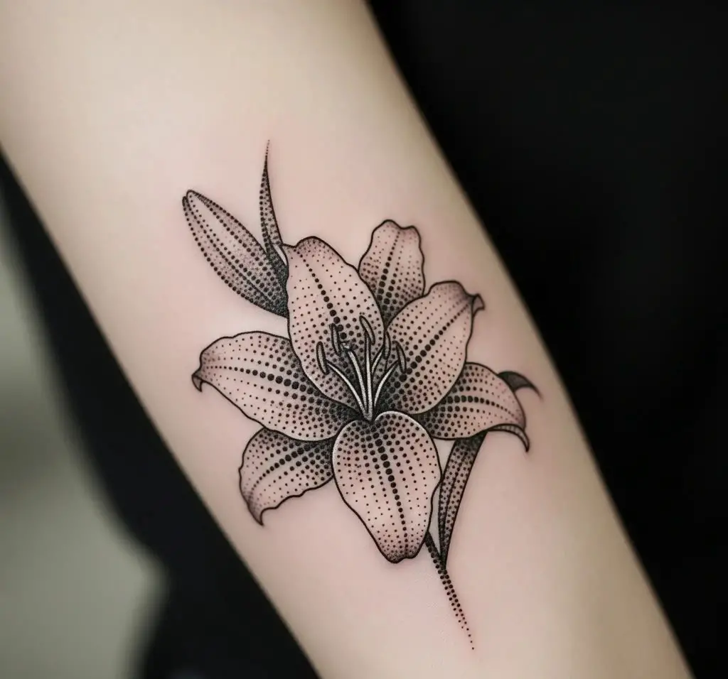 Dotwork Lily on the Forearm