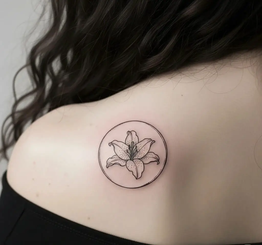Small Geometric Lily on the Shoulder
