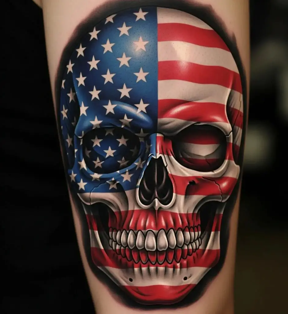 Flag Inside a Skull Design