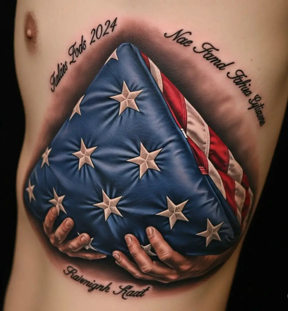 Folded Flag Memorial Tattoo
