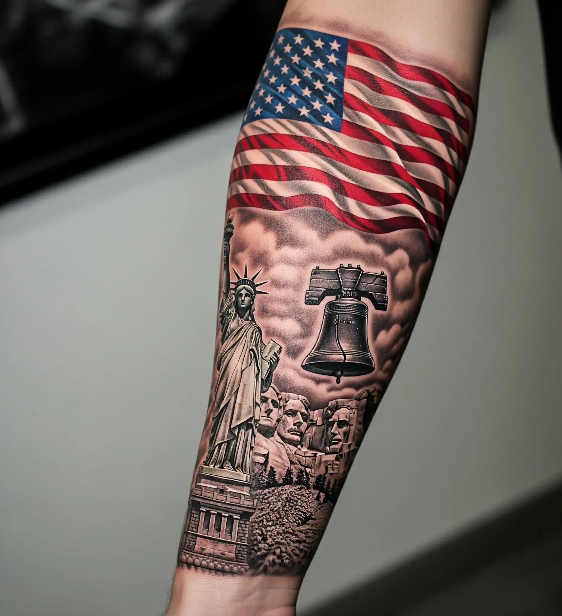 Forearm Sleeve with Flag and Landmarks