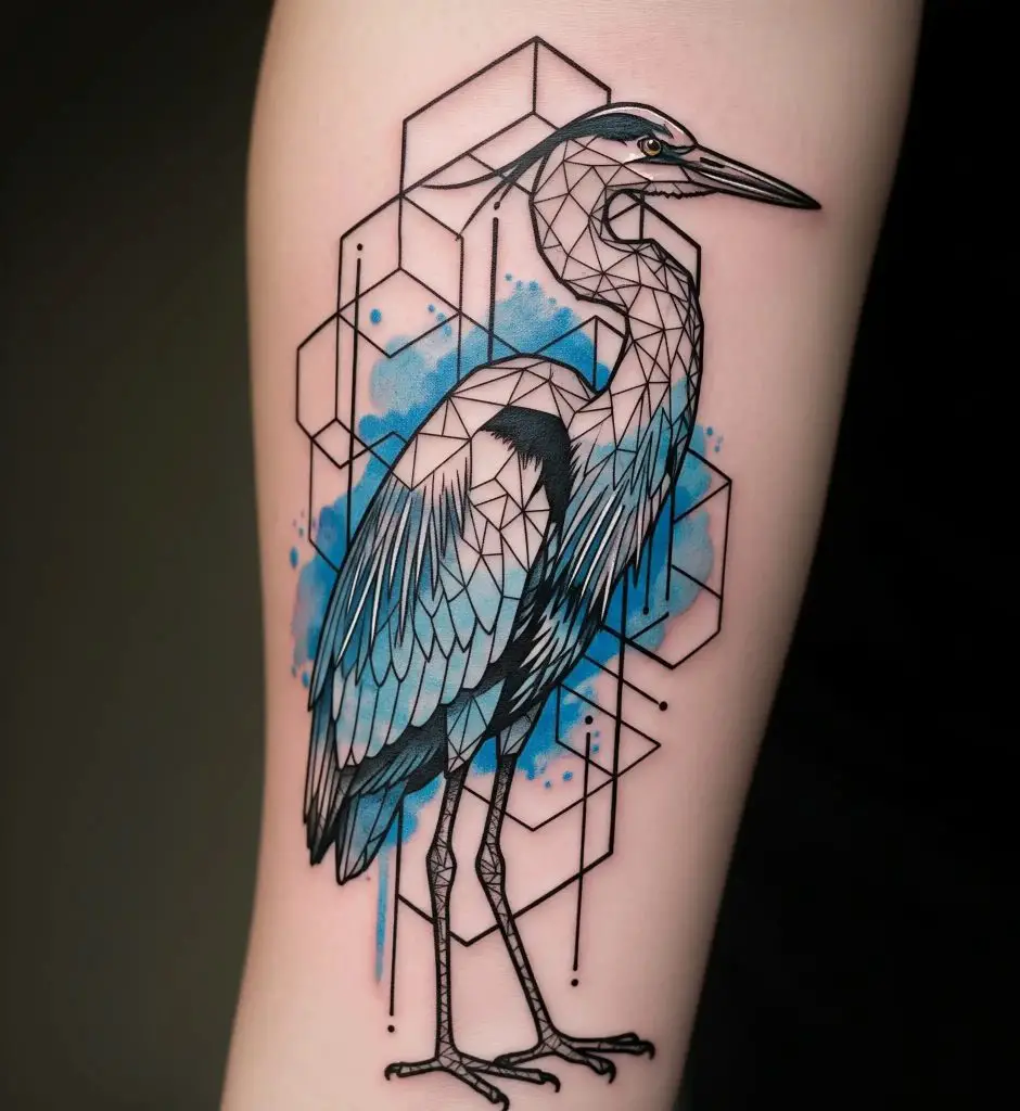 Geometric Blue Heron
