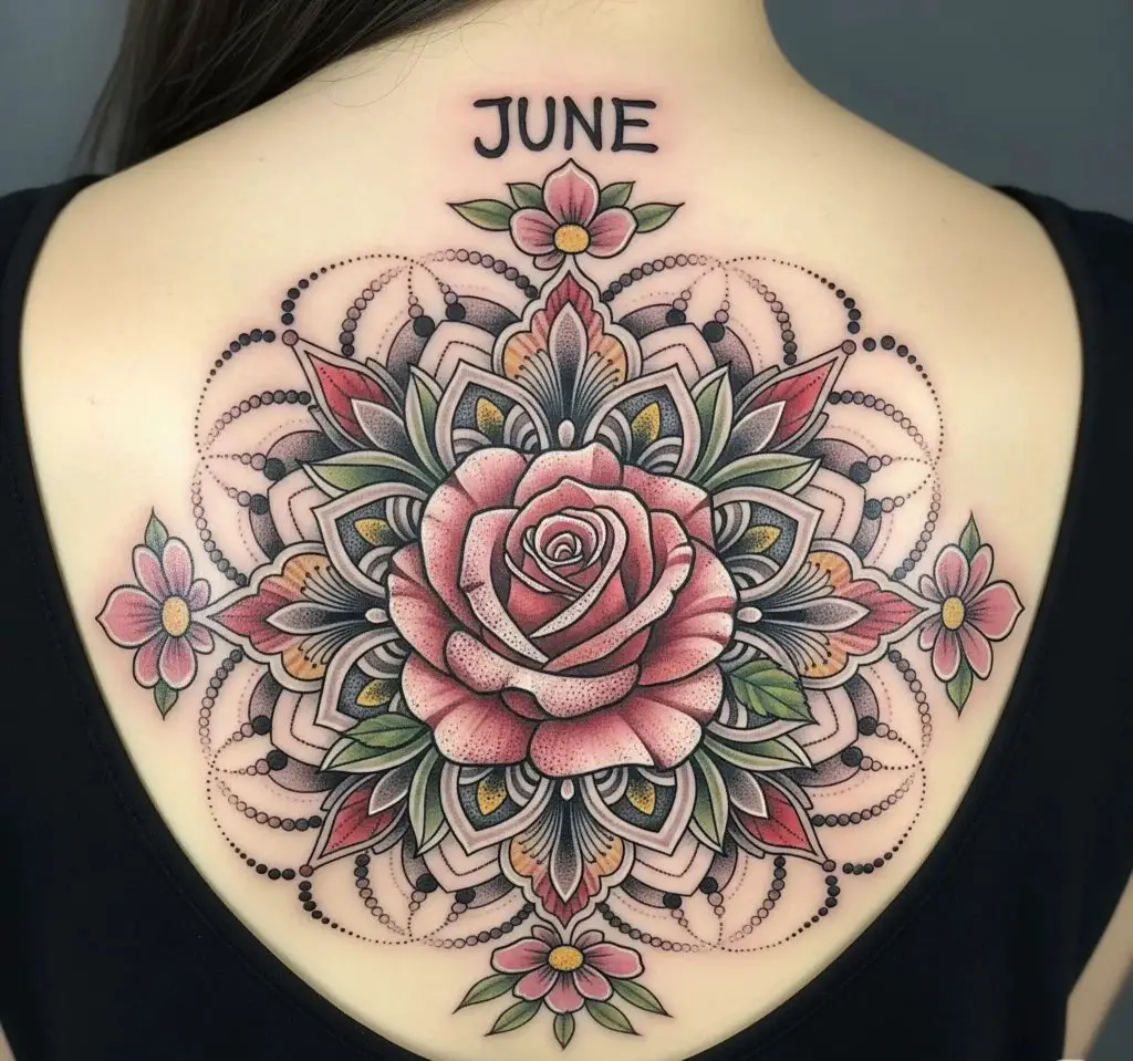 June Flower Mandala Tattoo
