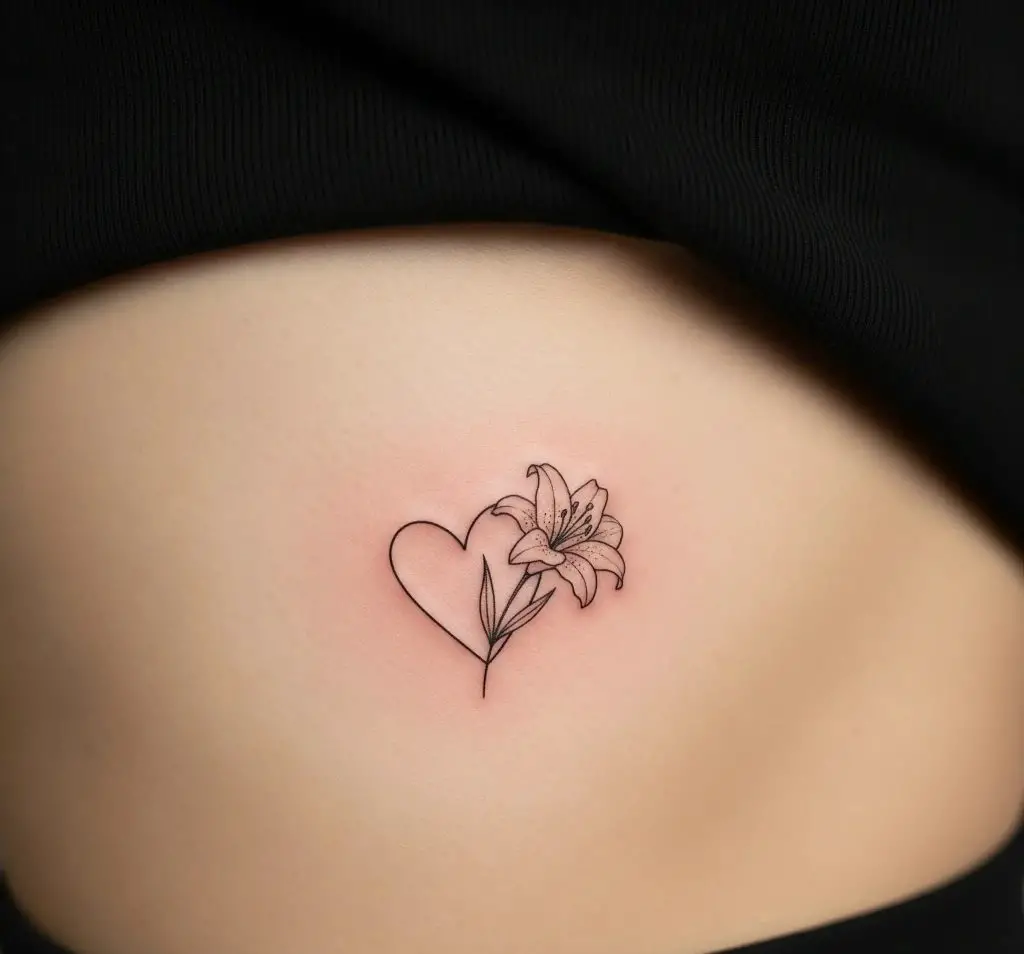 Lily and Heart Combo on the Ribcage