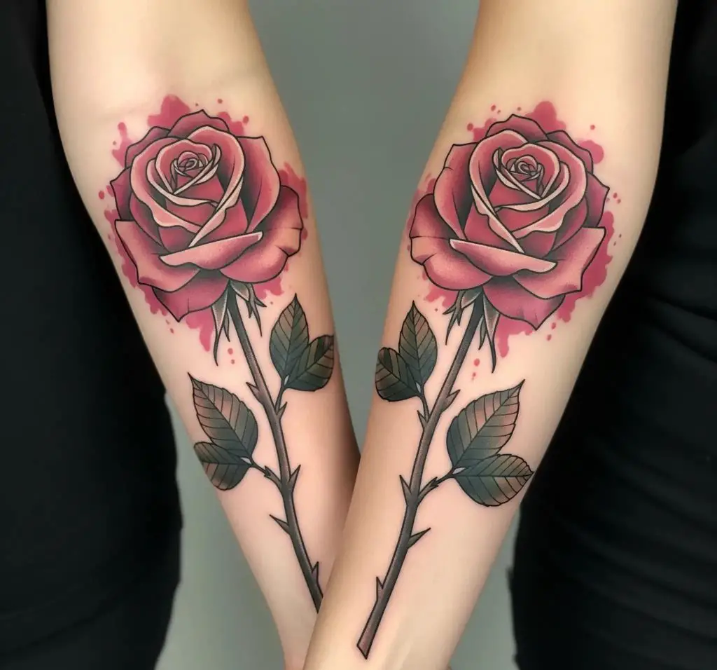 Matching Sister or Mother-Daughter Rose Tattoos