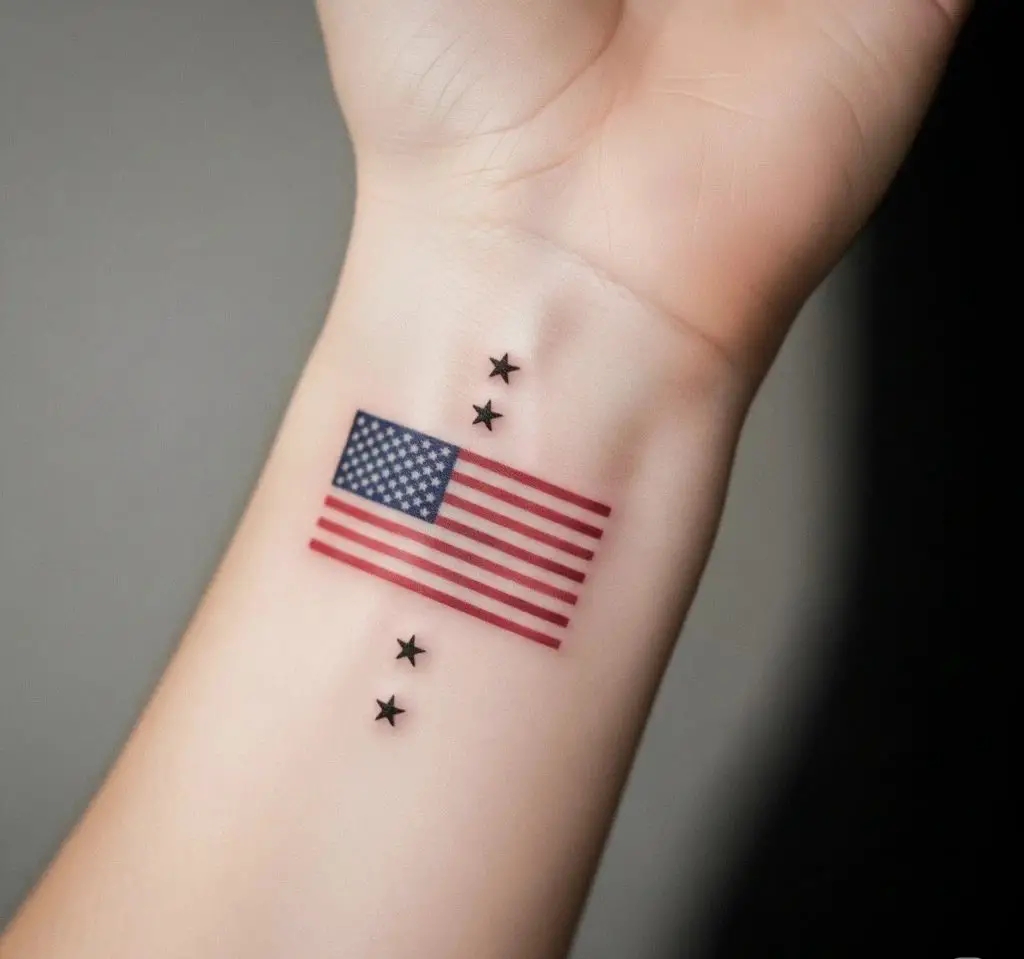 Minimalist American Flag Tattoo