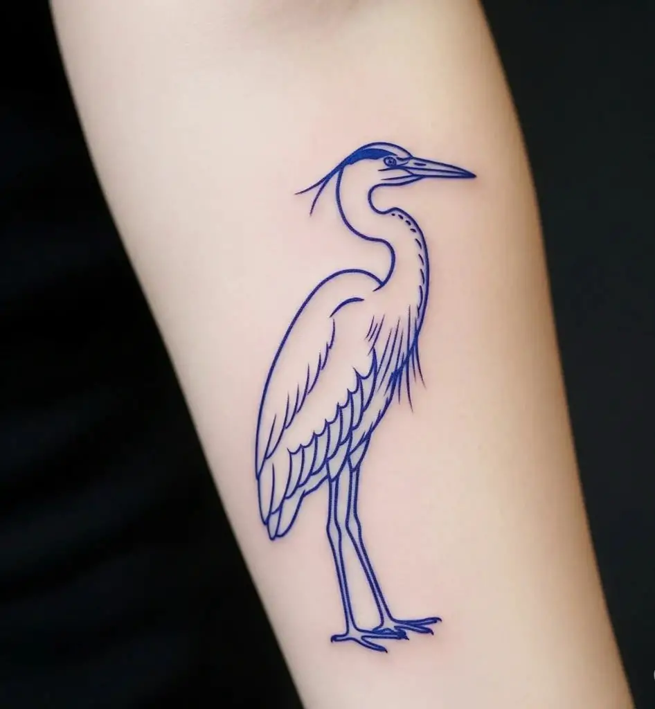 Minimalist Blue Heron Outline