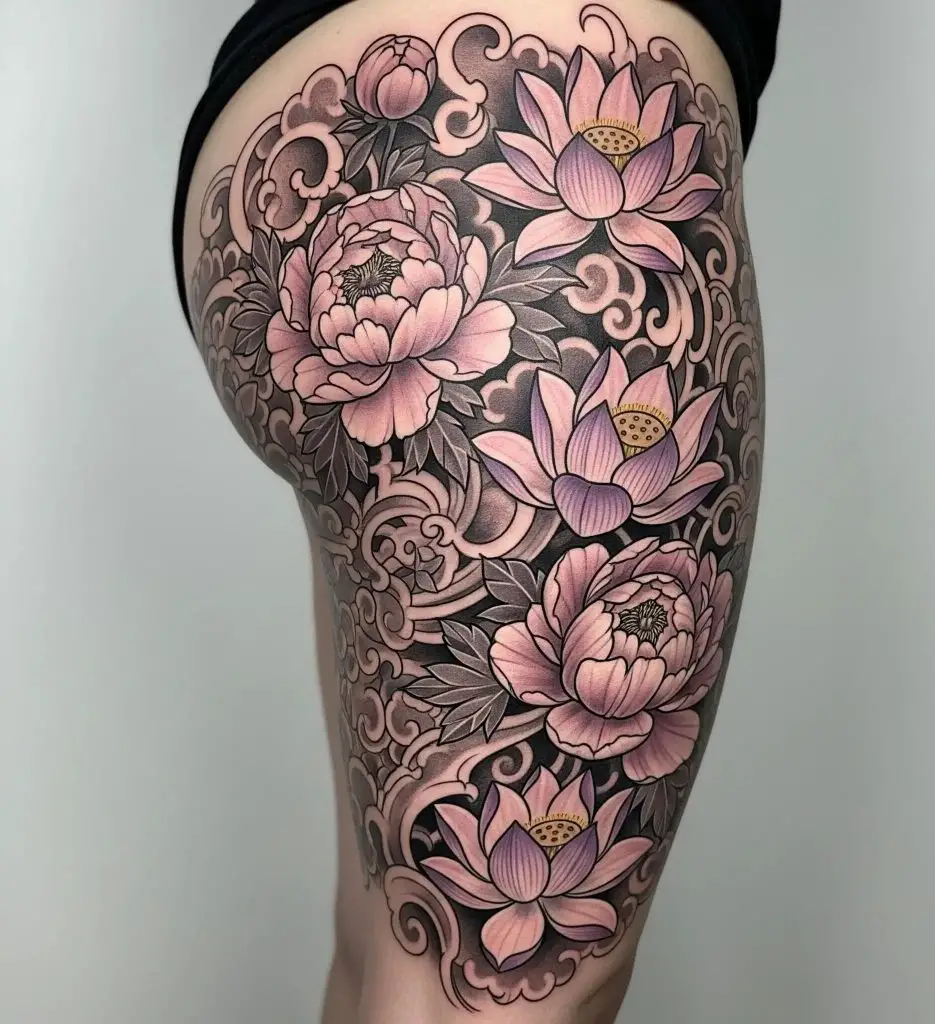 Peony and Lotus Composition