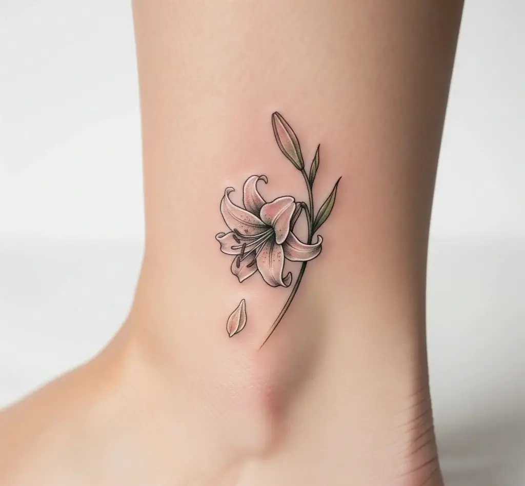 Tiny Lily Bouquet on the Side of the Foot