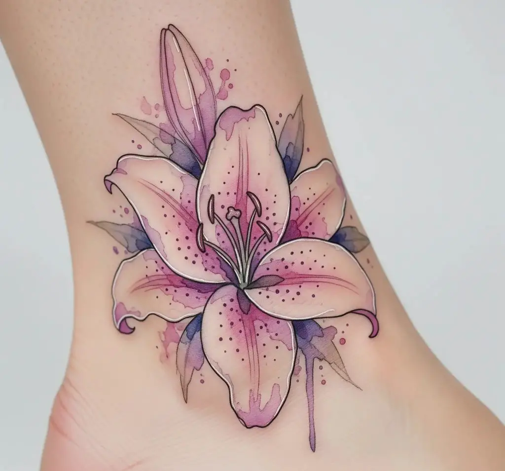 Small Watercolor Lily on the Ankle