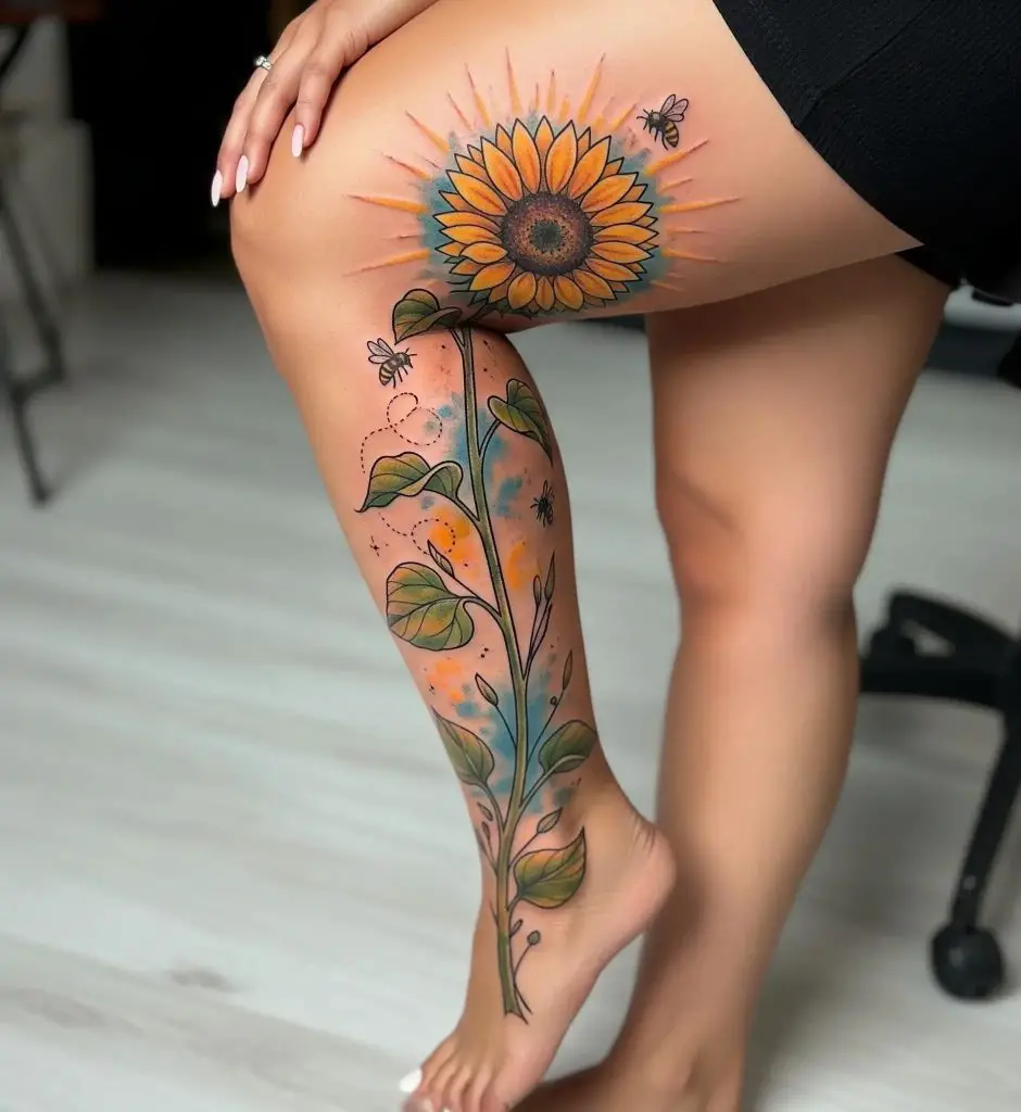Sunflower Blooming Upward