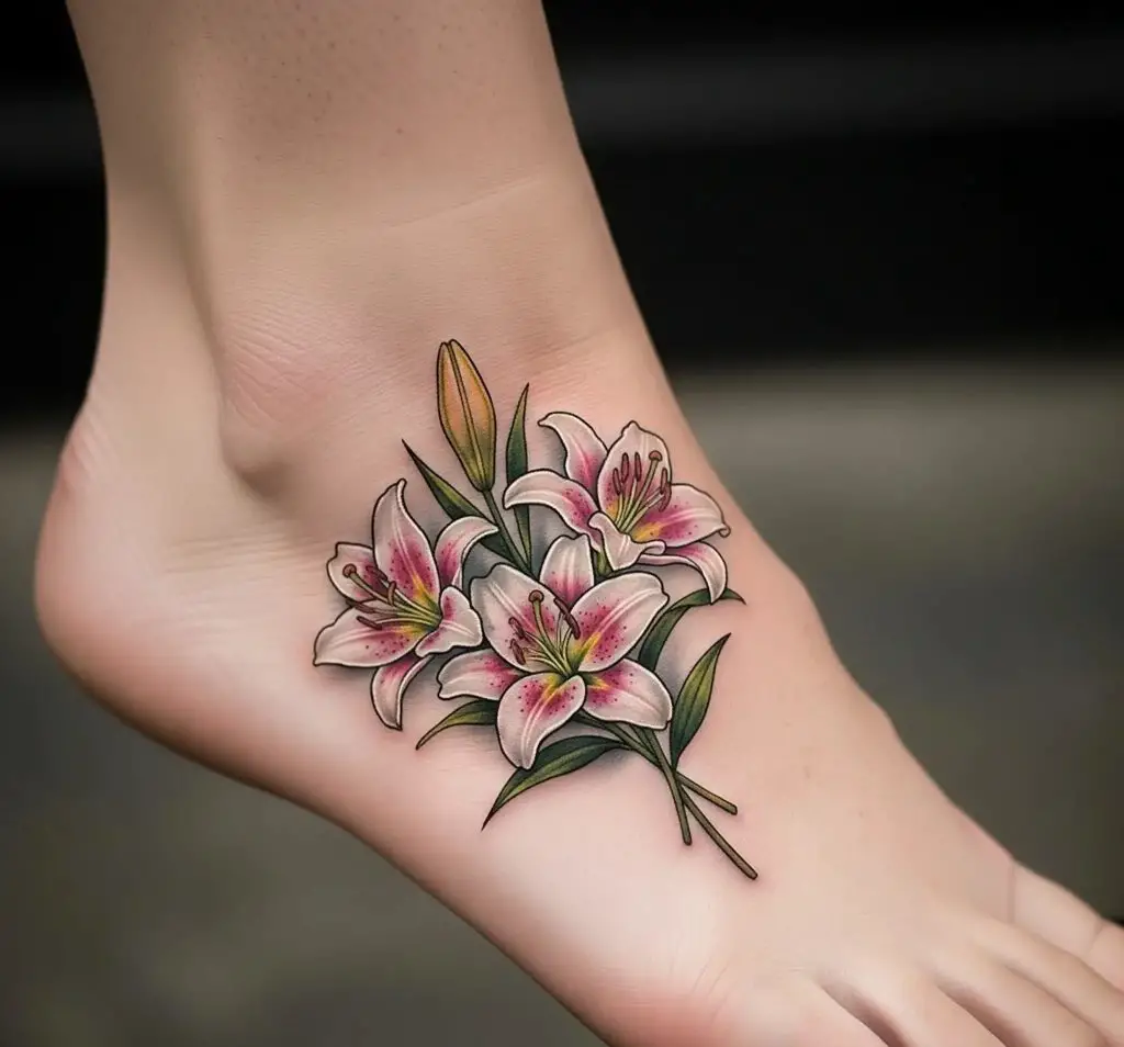 Small Lily Behind the Ankle with Falling Petals