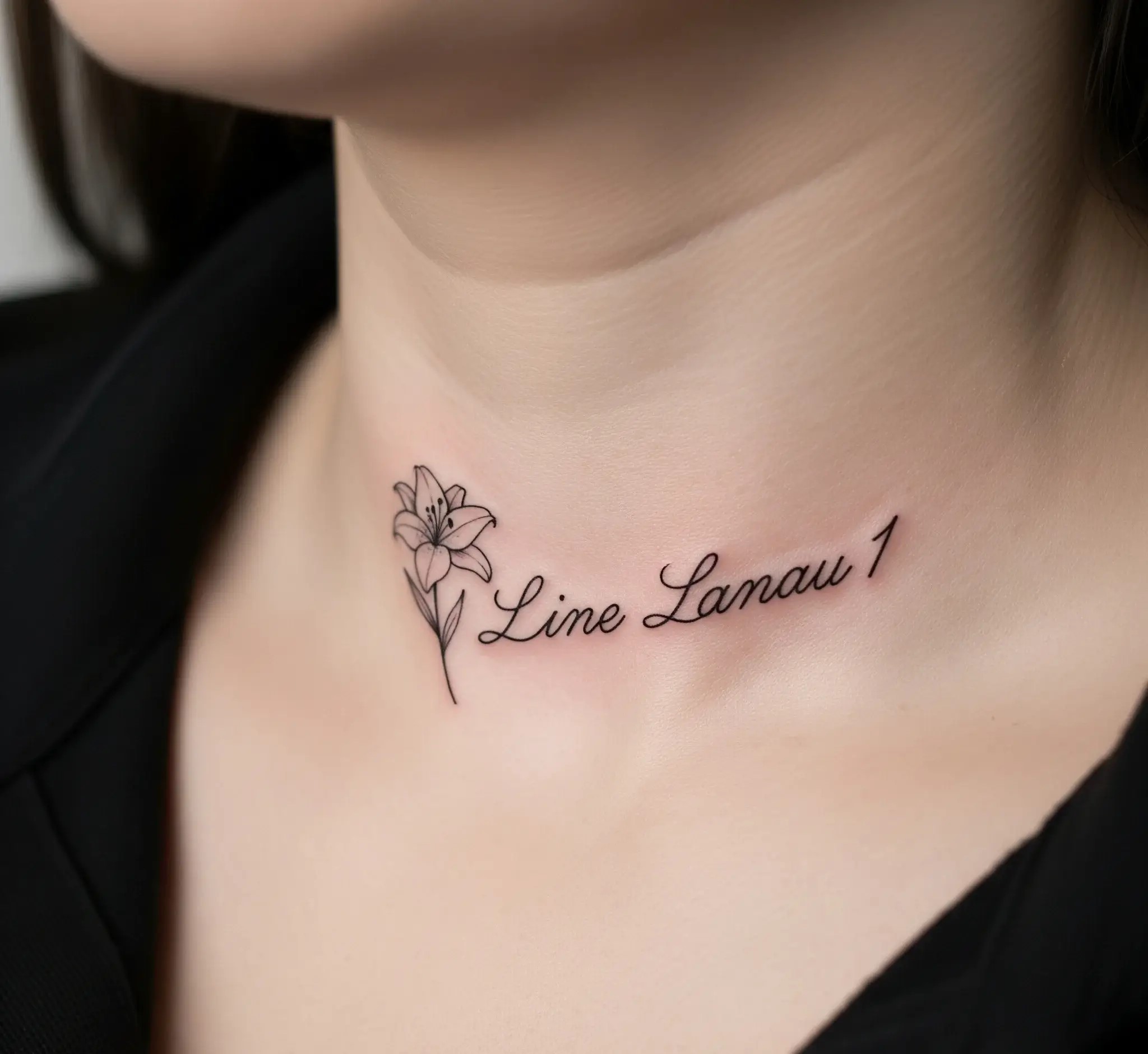 Tiny Lily with Name on Collarbone