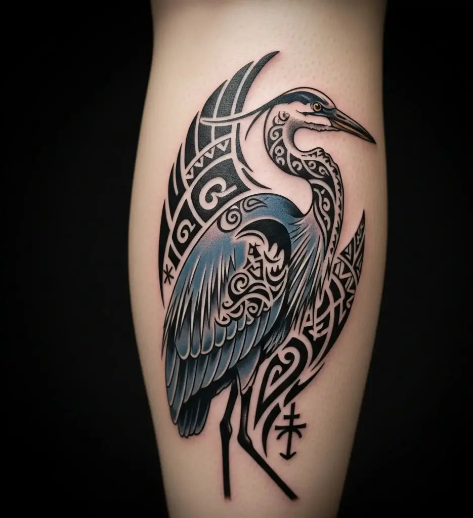 Tribal Style Blue Heron