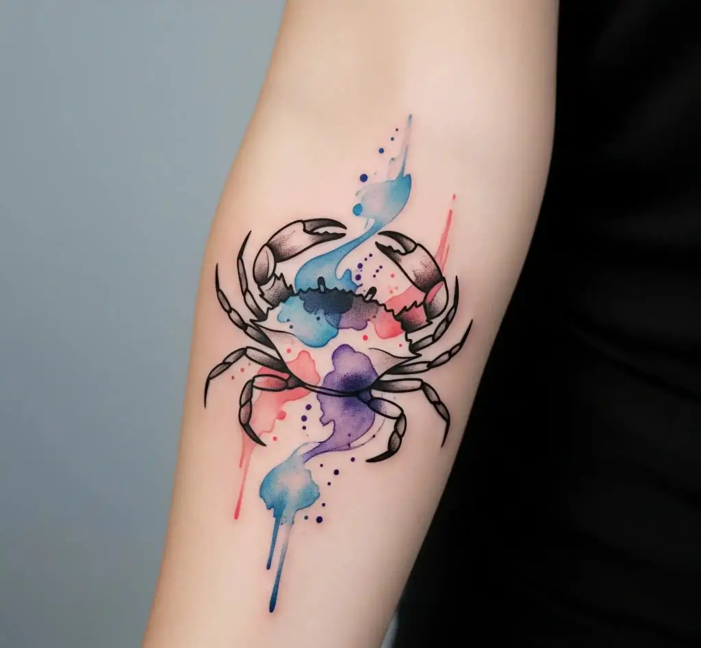 Watercolor Crab Tattoo