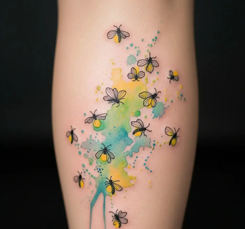Watercolor Firefly Swarm