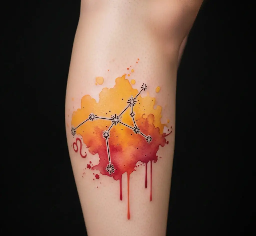 Watercolor Leo Constellation