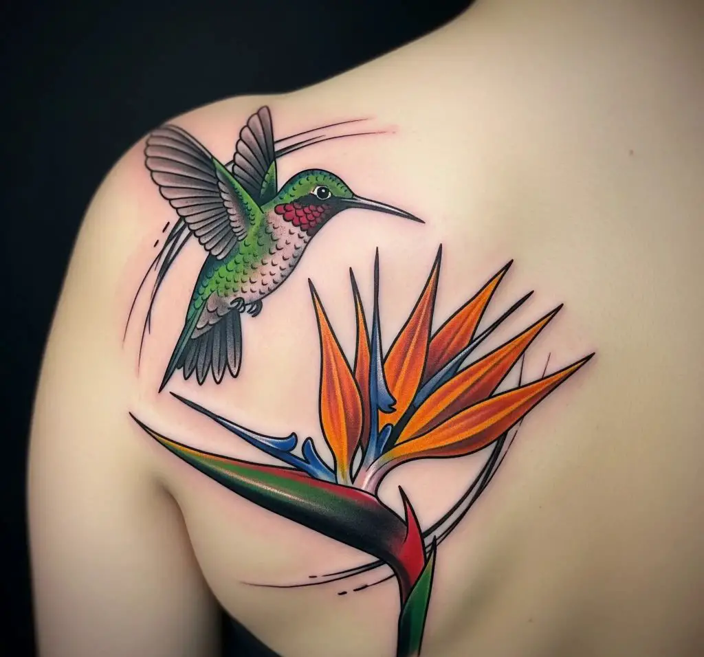 Bird of Paradise with Hummingbird