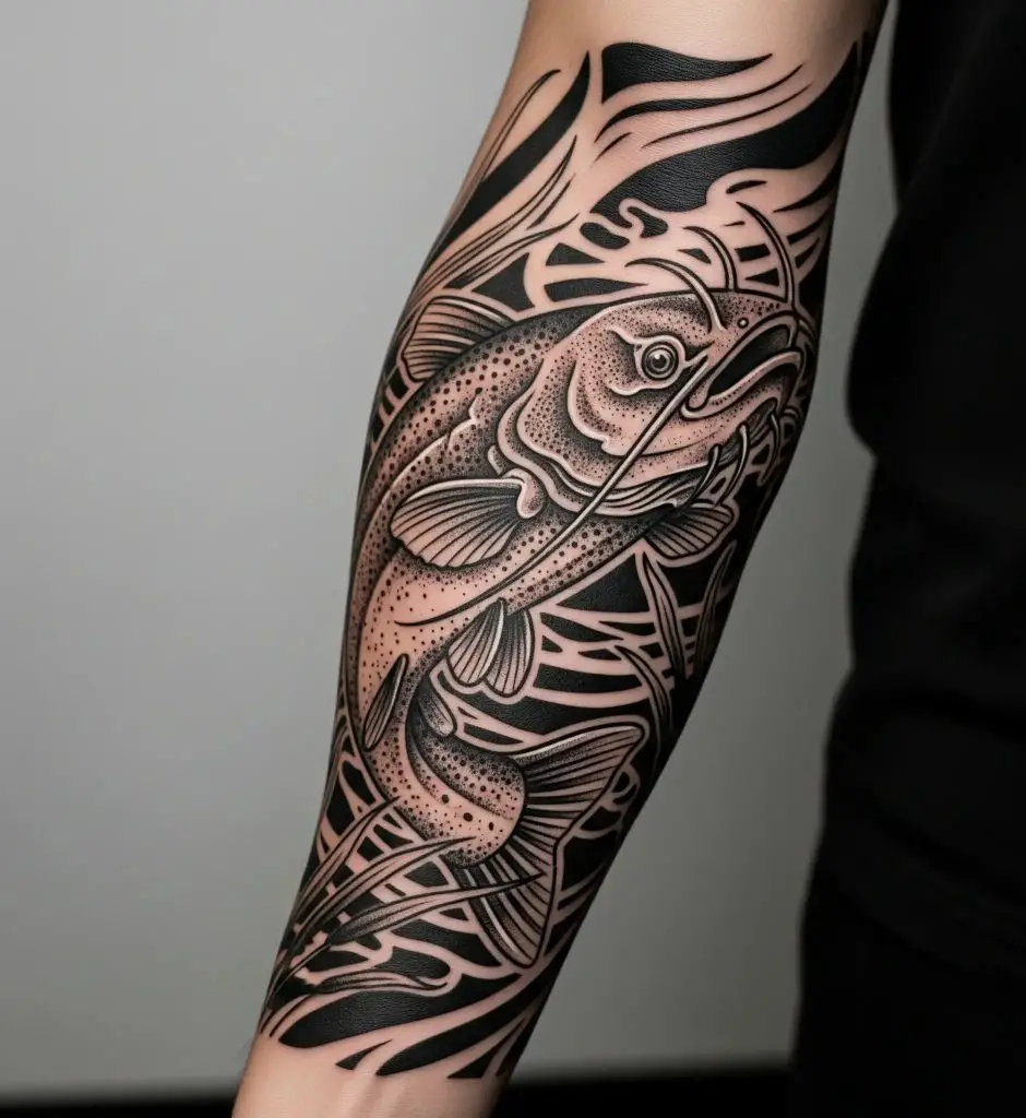 Blackwork Catfish Sleeve