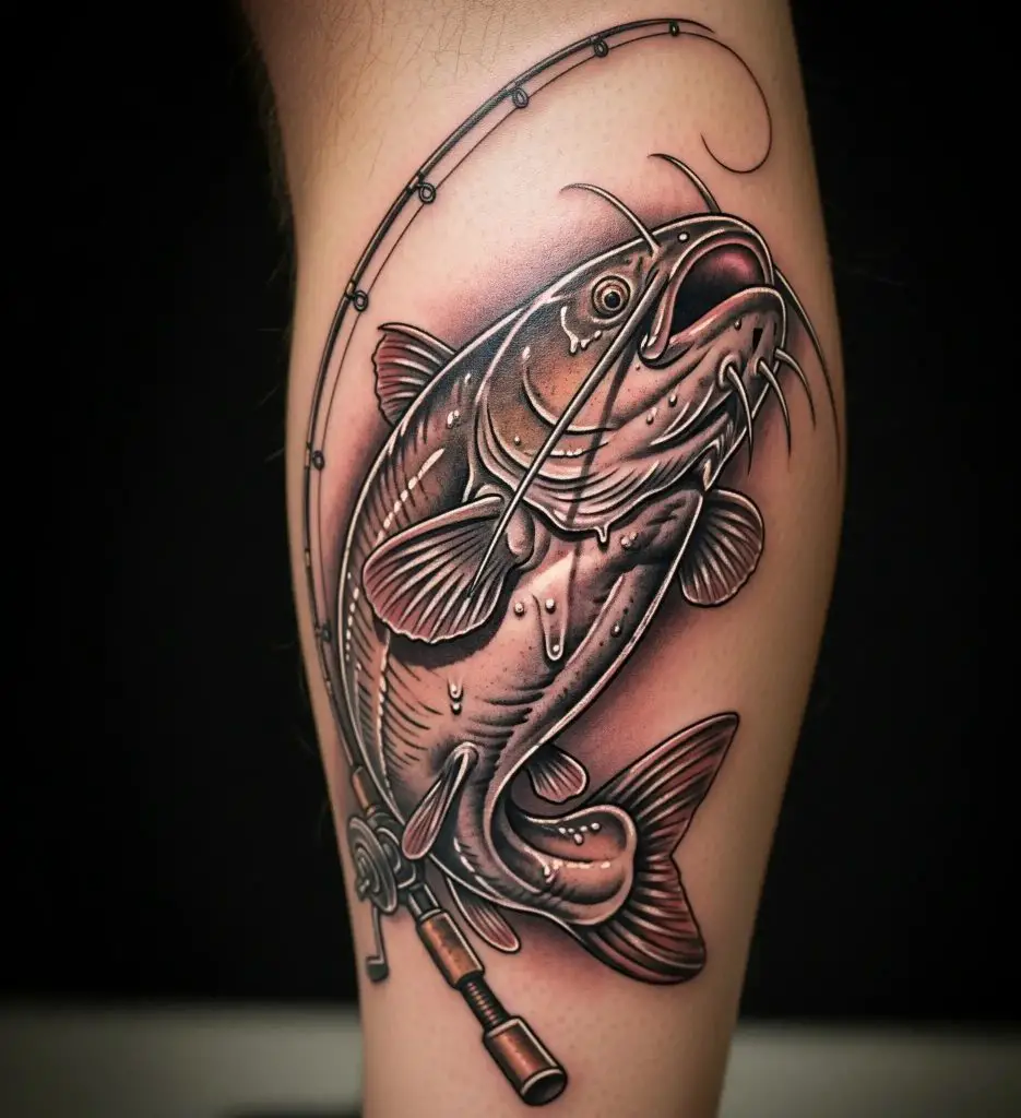 Catfish Wrapped Around a Fishing Pole