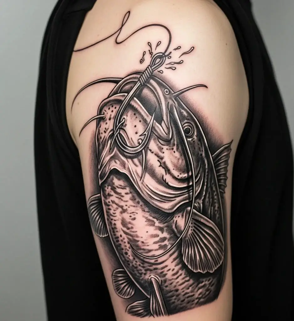 Catfish with Fishing Hook
