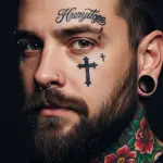 Cross On Face Tattoo