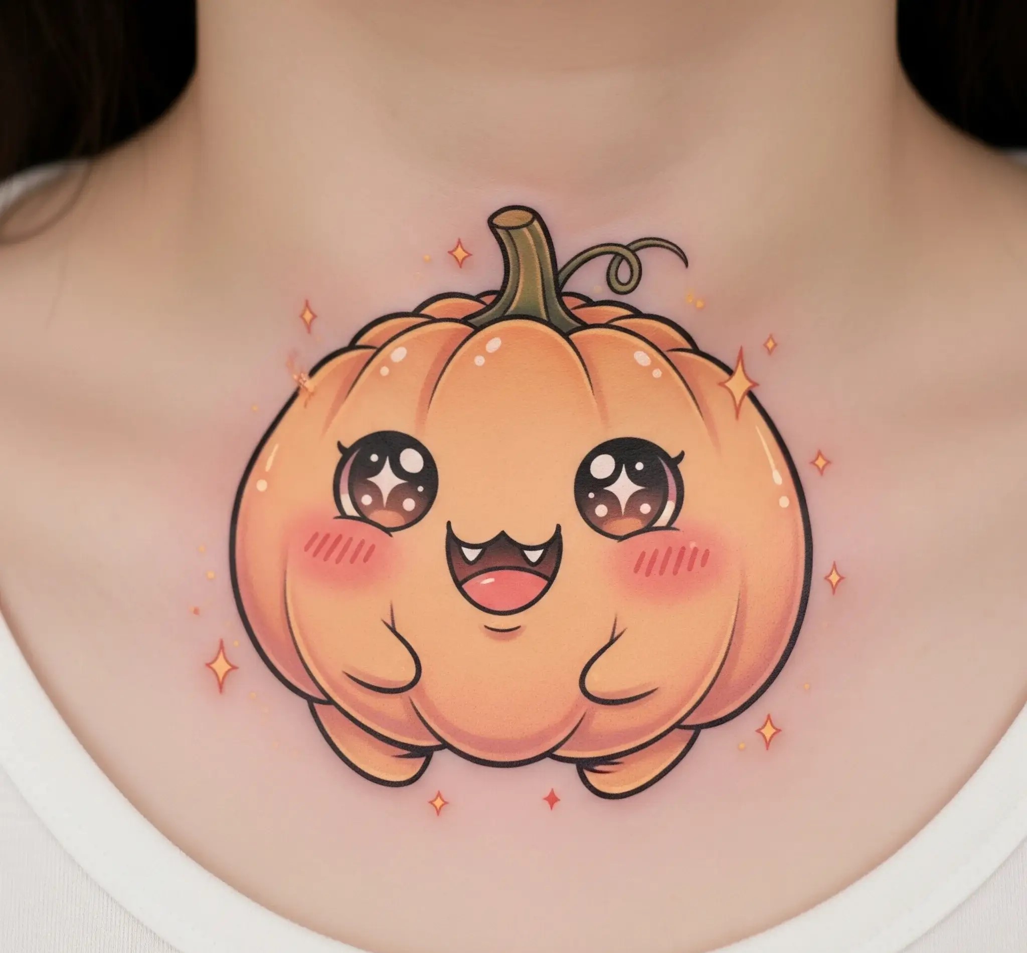 Cute Kawaii Pumpkin Tattoo