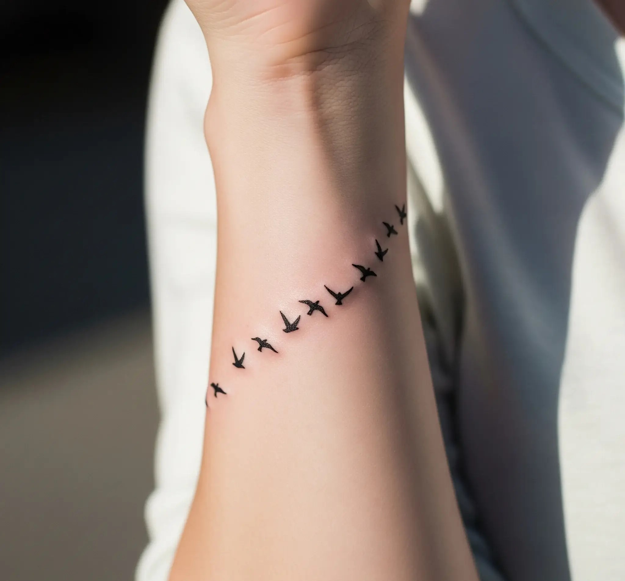 Flying Birds Silhouette on the Wrist