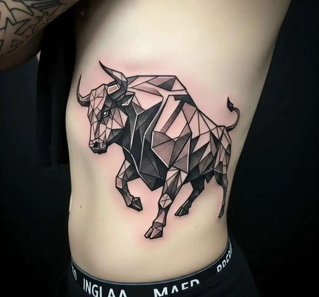 Geometric Bull Tattoo