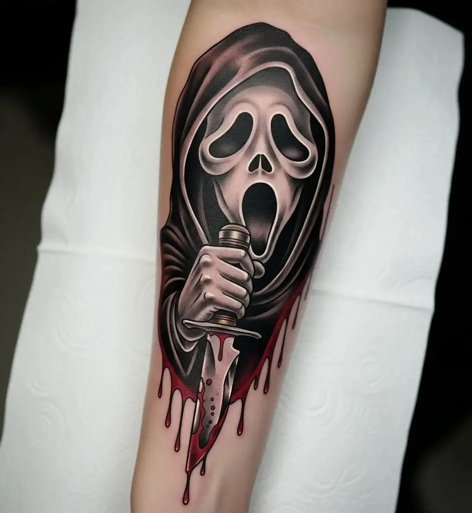 Ghost Face Holding a Bloody Knife