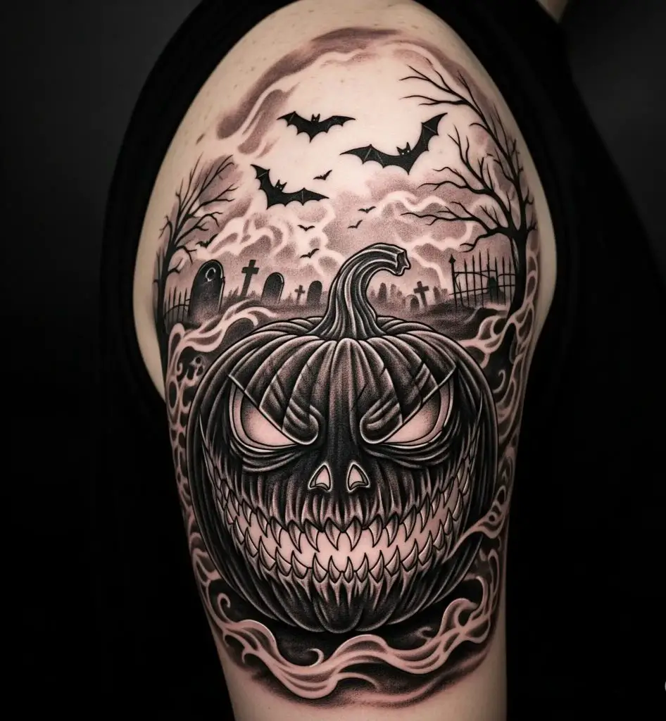 Haunted Pumpkin Tattoo