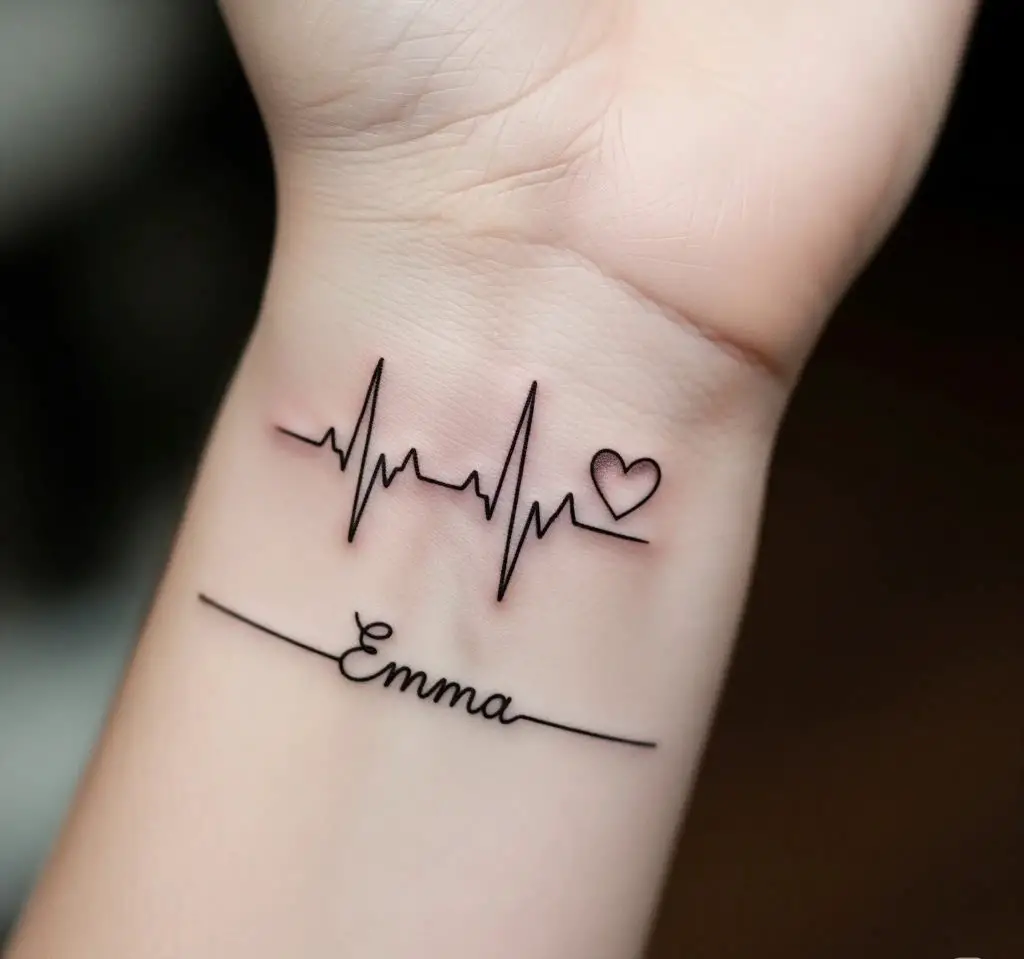 Heartbeat Line with Names