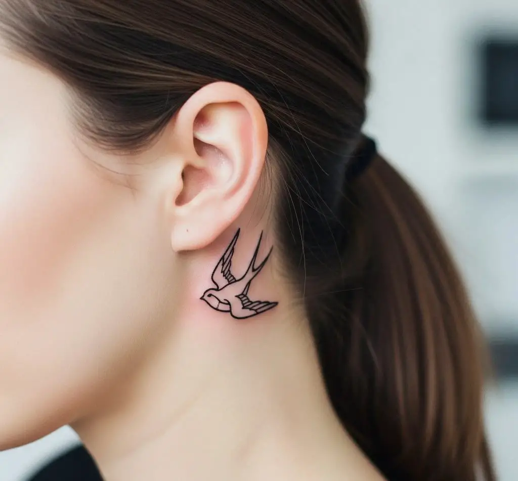 Minimal Swallow Outline Behind the Ear