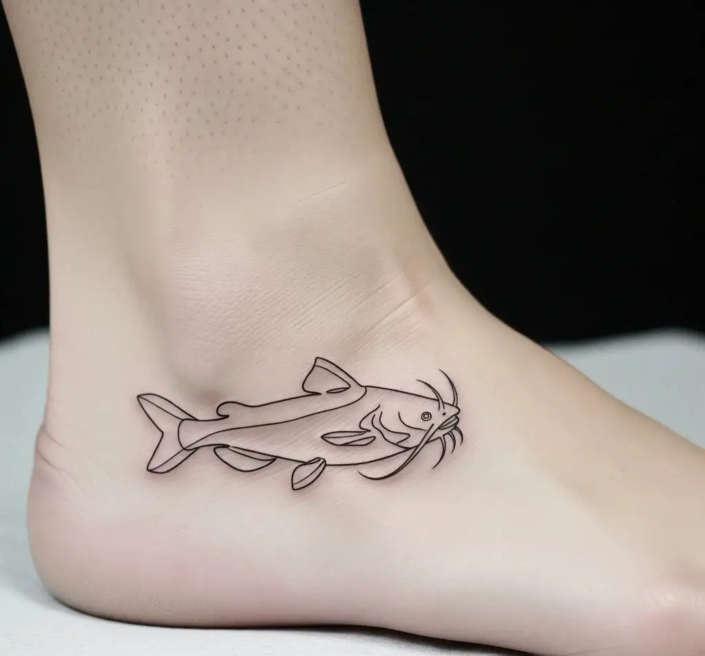 Minimalist Catfish Line Art