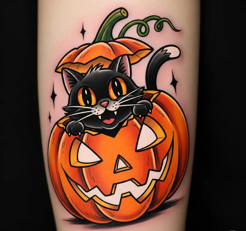 Pumpkin Cat Tattoo