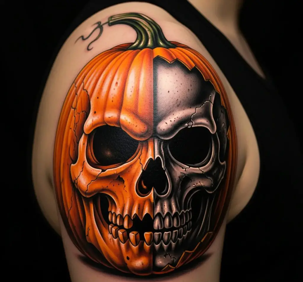 Pumpkin Skull Tattoo