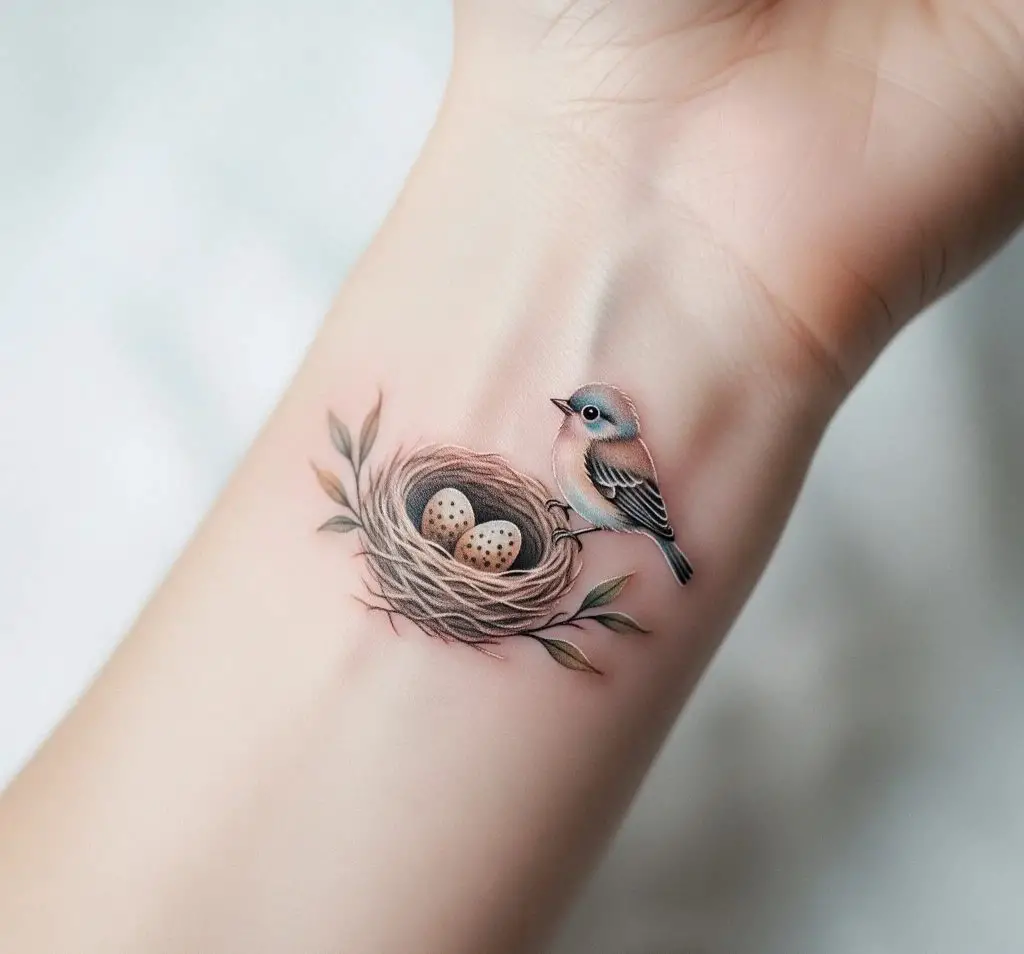 Tiny Bird Nest with Eggs (Wrist or Inner Arm)
