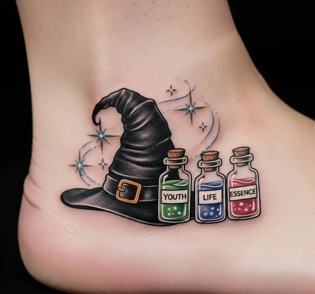 Witch Hat and Potion Vials