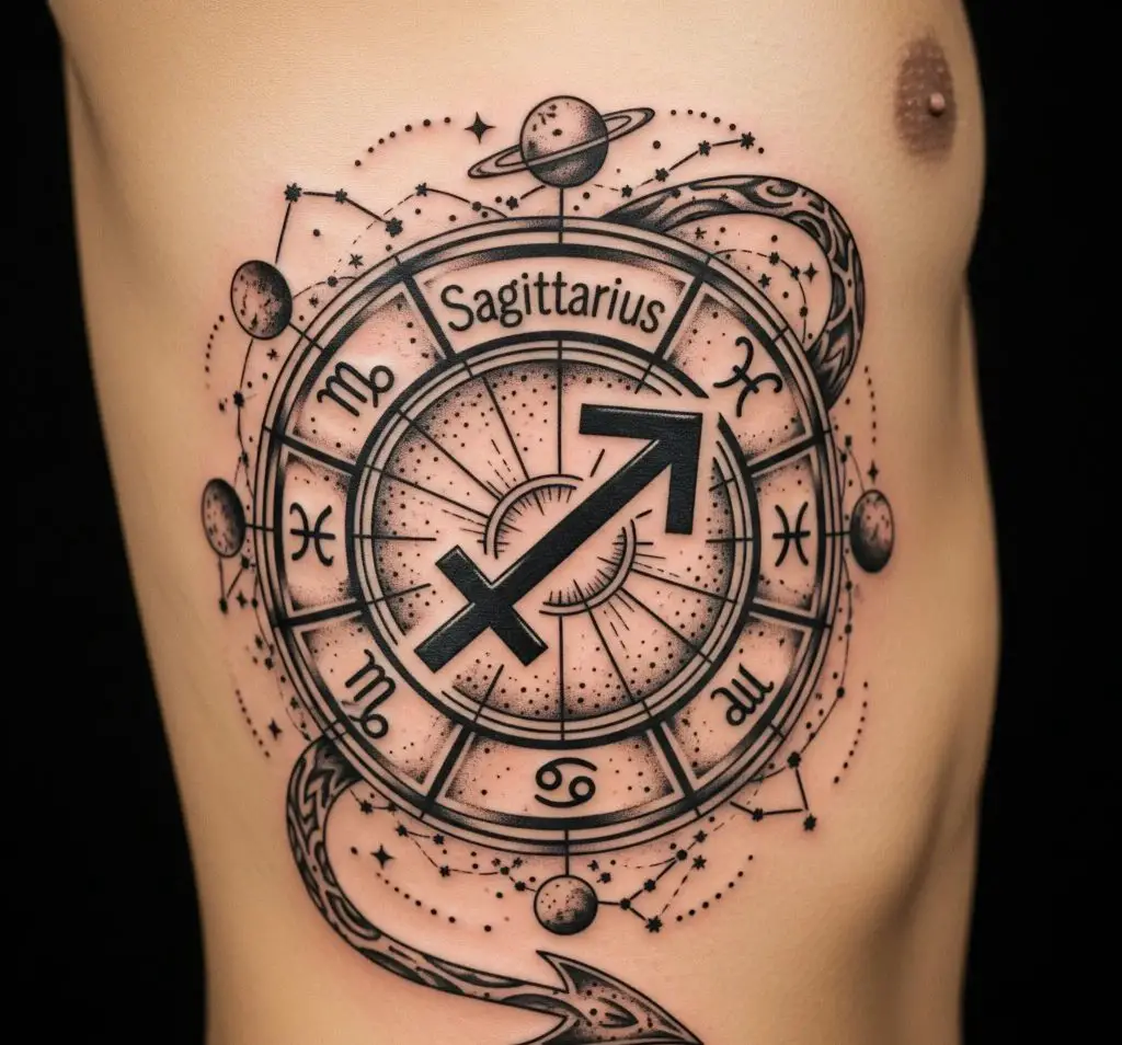 Zodiac Wheel with Sagittarius Highlighted