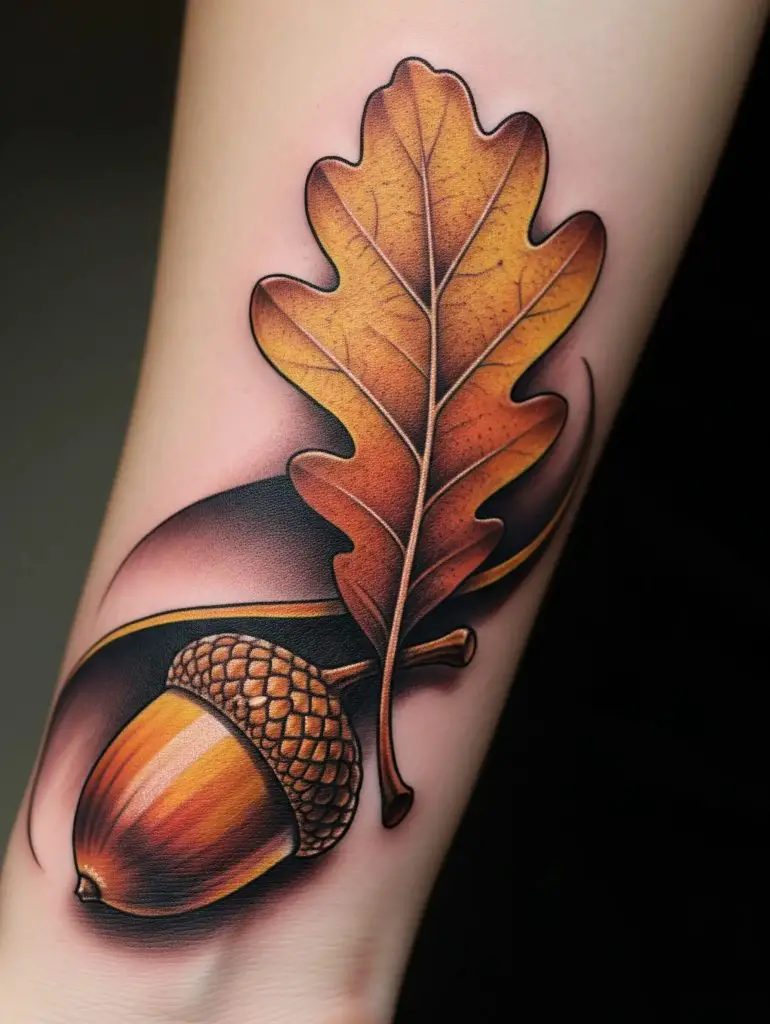 Acorn and Oak Leaf Tattoo