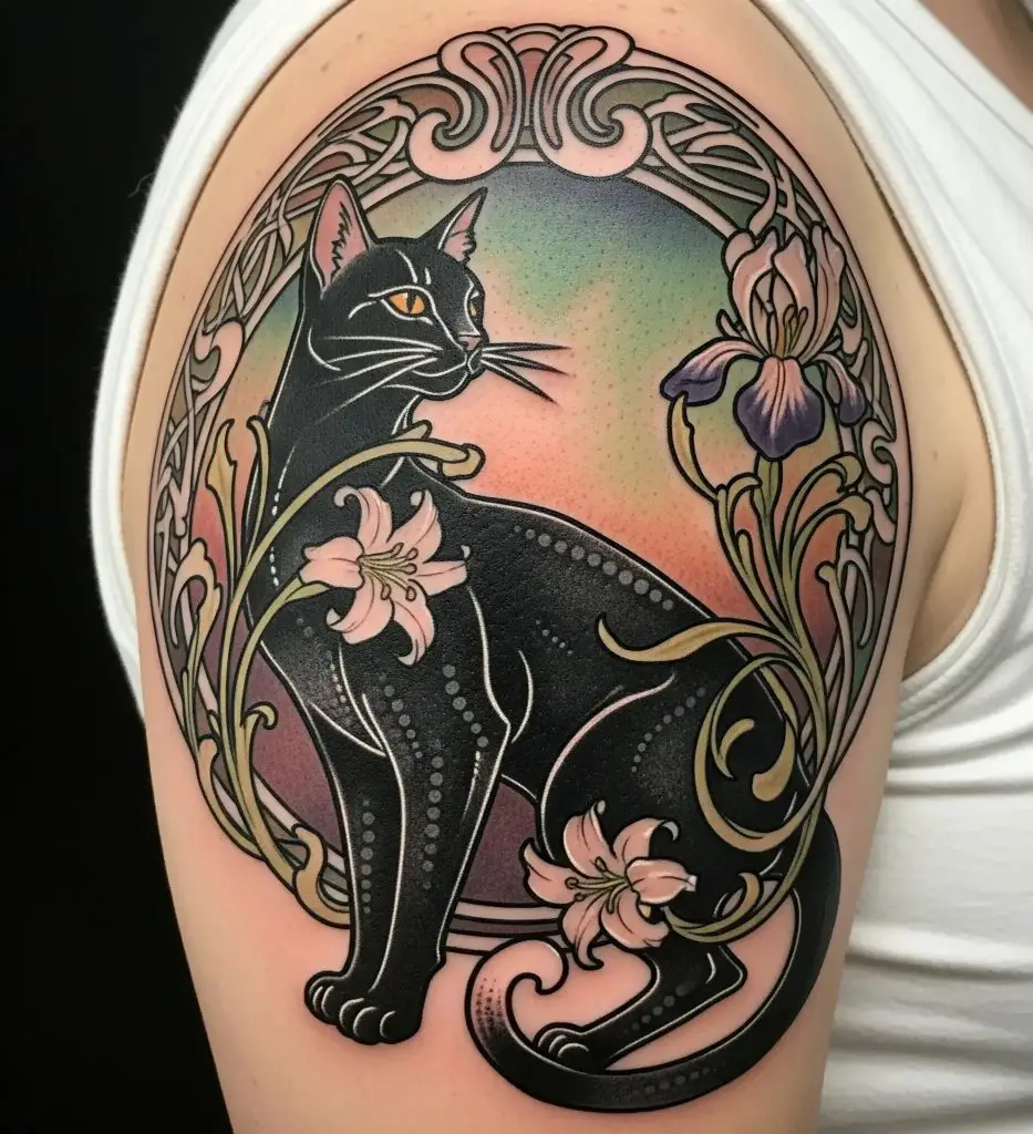 Art Nouveau Black Cat