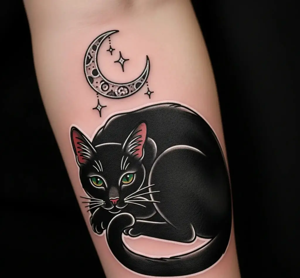 Black Cat With Crescent Moon