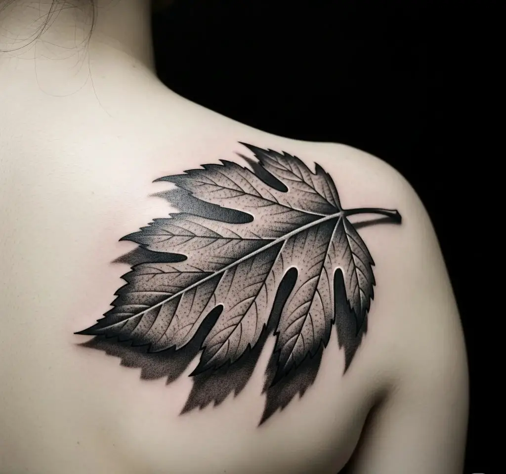 Black and Gray Leaf Silhouette