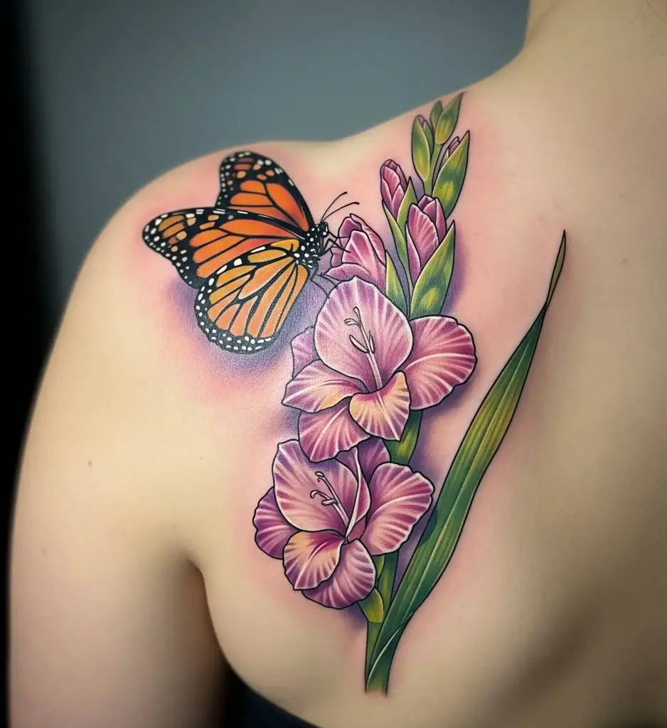 Butterfly Sitting on Gladiolus