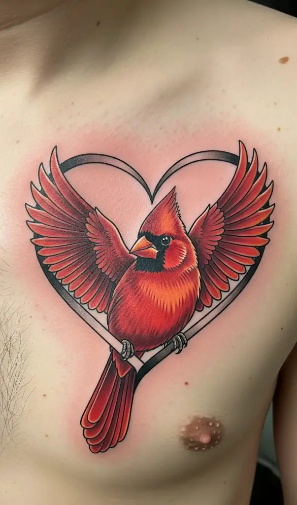 Cardinal Heart Tattoo