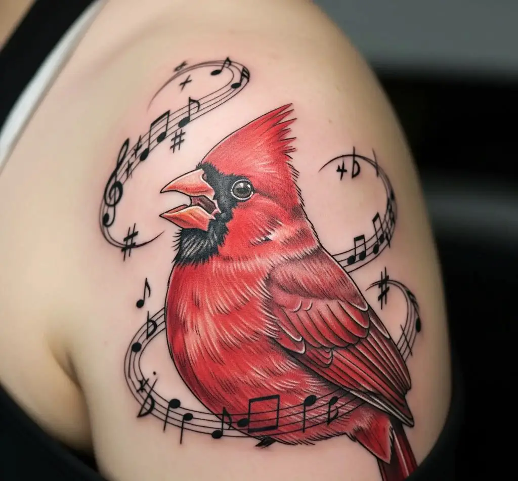 Cardinal with Music Notes